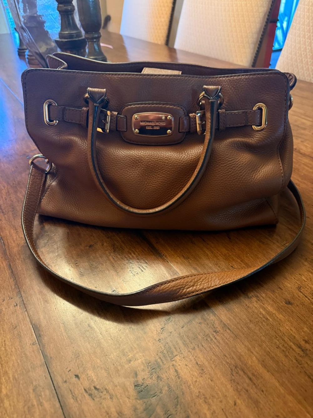 Michael Kors Brown Leather Satchel Handbag 👜 Hamilton